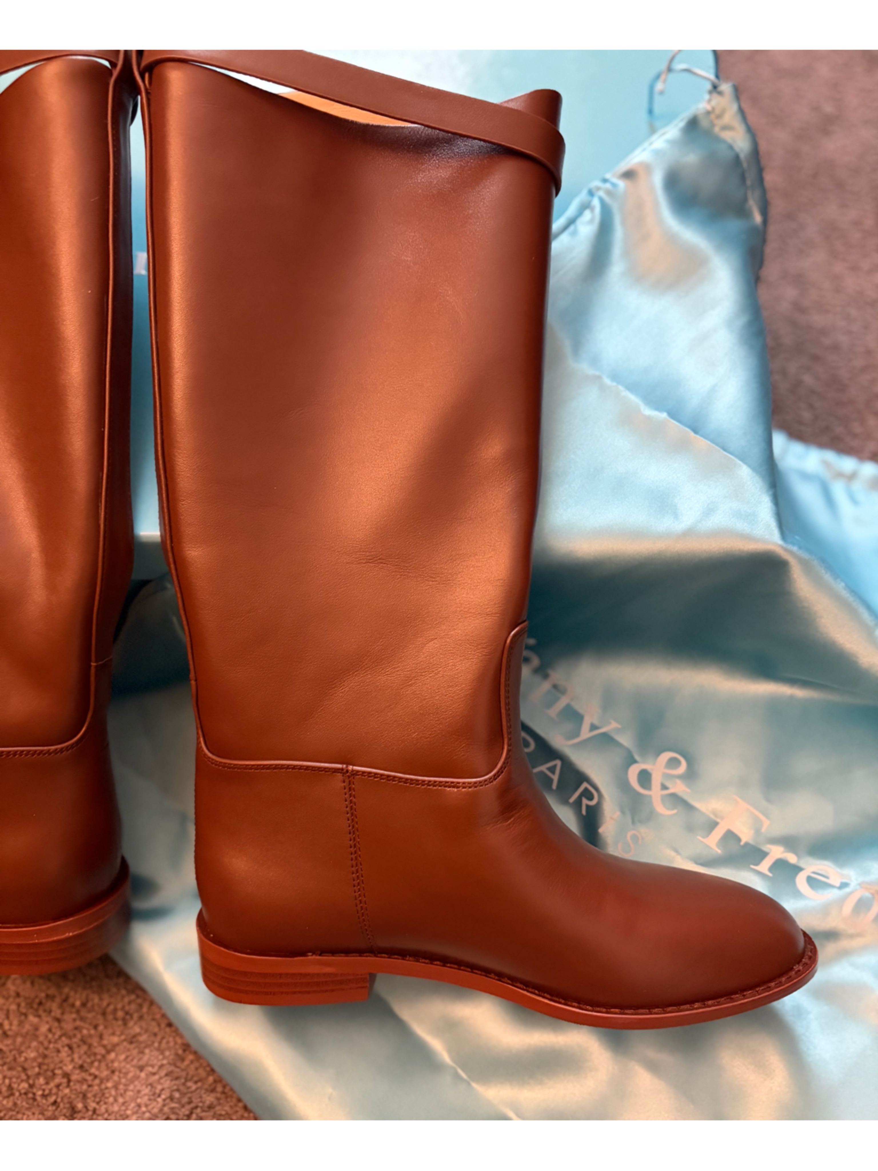 Tiffany & Fred Tall Leather Riding Boots In Chestnut — image 7 of 8